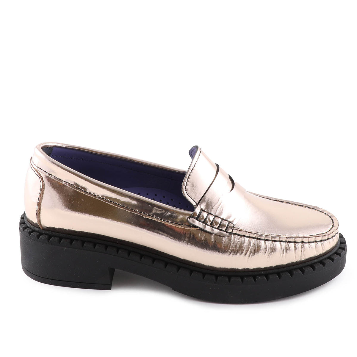 Gold Metallic Leather Loafer