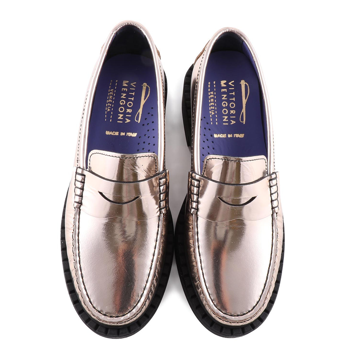 Gold Metallic Leather Loafer