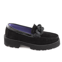 Black Suede Moccasin with Crystal
