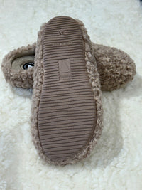 York Curly Faux Fur Taupe Slippers