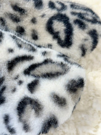 York Leopard Faux Fur Mule Slippers Grey