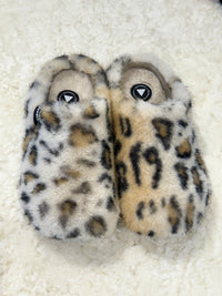 York Leopard Faux Fur Mule Slippers Caramel