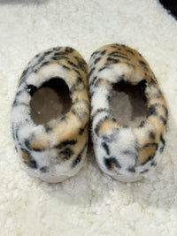Yecla Leopard Faux Fur Slippers Caramel