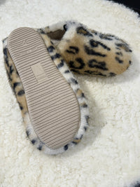 York Leopard Faux Fur Mule Slippers Caramel