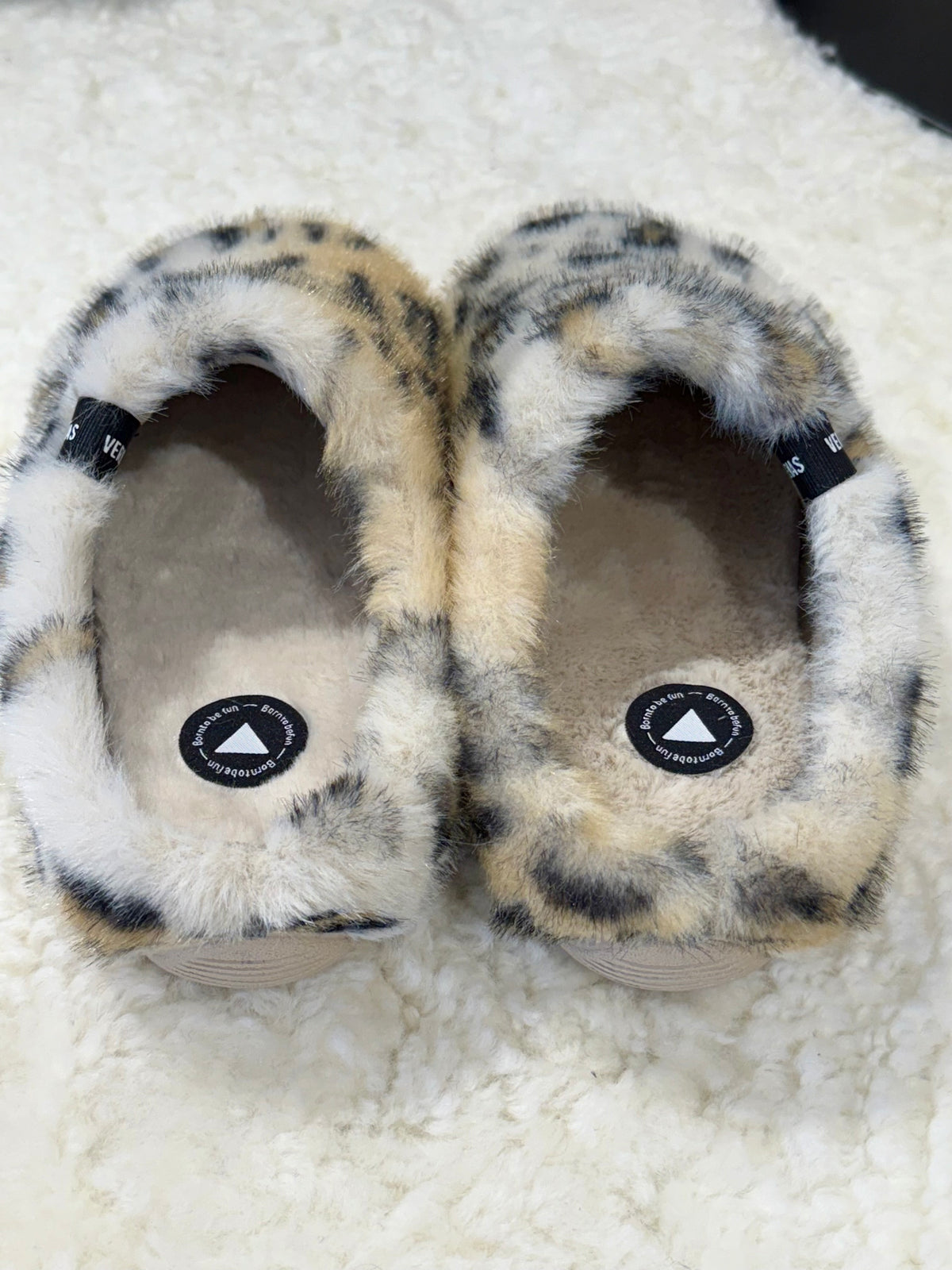 York Leopard Faux Fur Mule Slippers Caramel