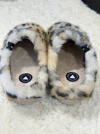 York Leopard Faux Fur Mule Slippers Caramel
