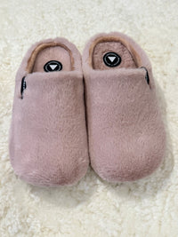 York Antique Pink Faux Fur Slippers