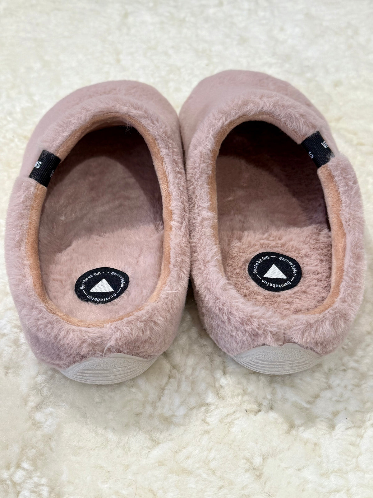 York Antique Pink Faux Fur Slippers