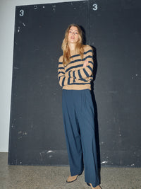 Thora Stripe Crewneck Knit Tannin
