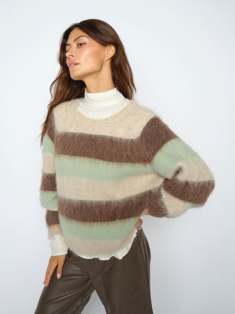 Suvi Stripe Knit Frosty Green