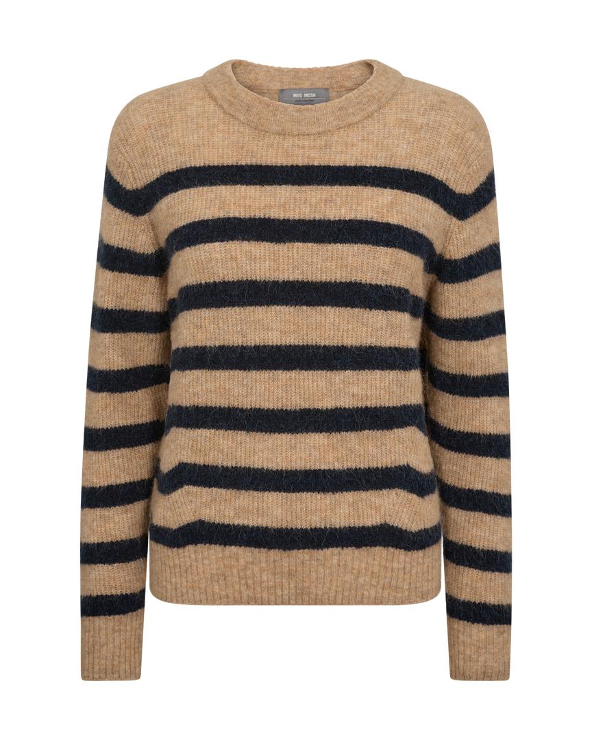 Thora Stripe Crewneck Knit Tannin