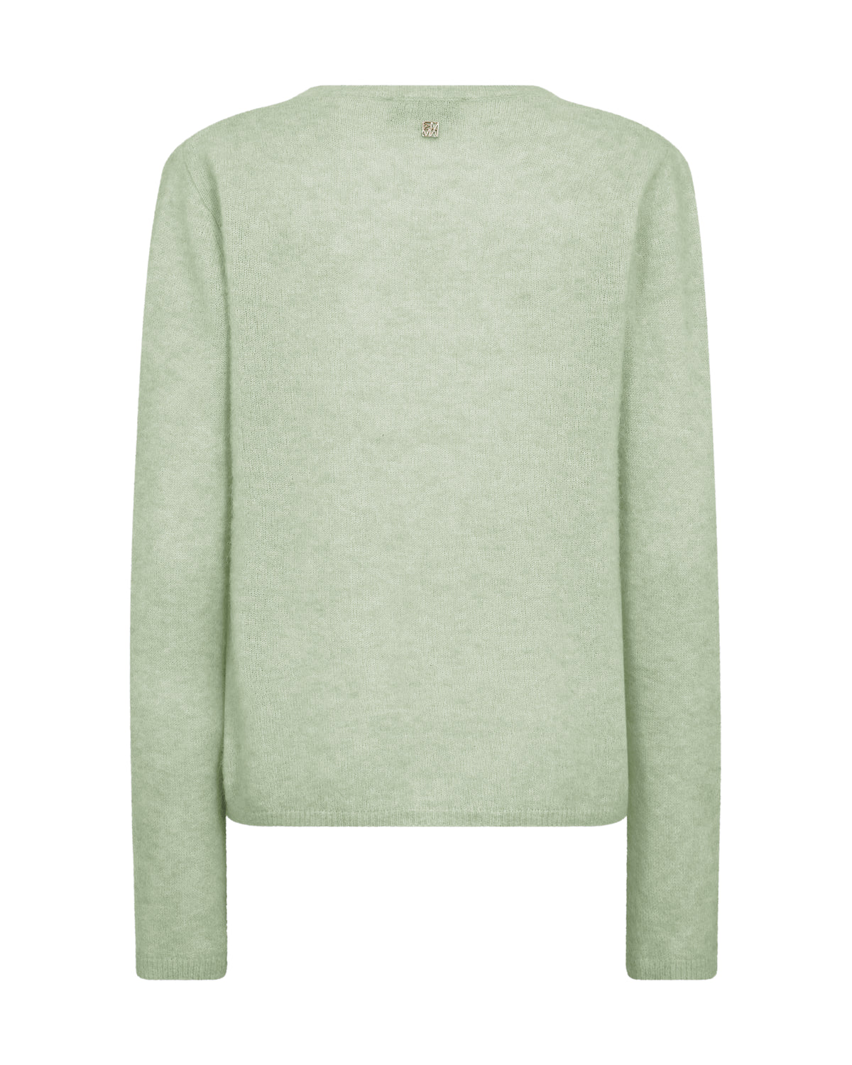 The frosty Green Mape Sophia V Neck sweater by Mos Mosh with v neck and long sleeves from The SHOE GALLERY - back view