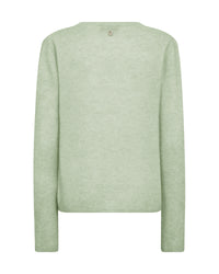 The frosty Green Mape Sophia V Neck sweater by Mos Mosh with v neck and long sleeves from The SHOE GALLERY - back view