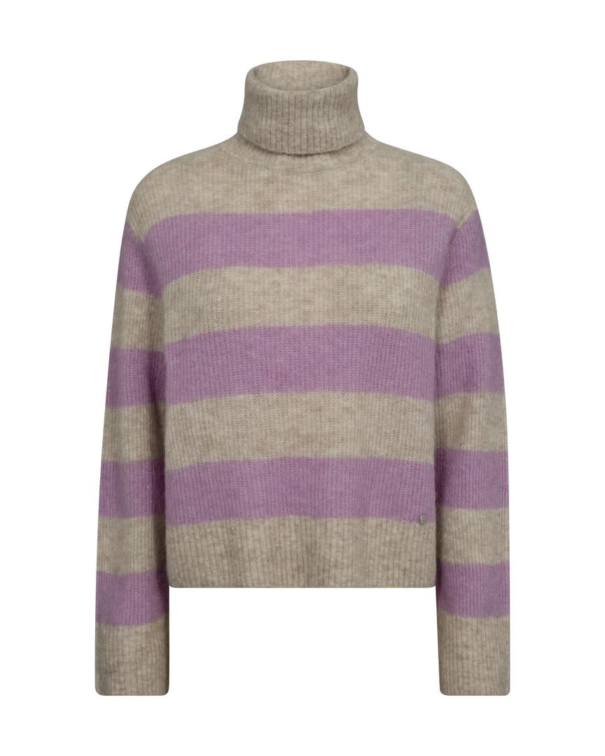 Aidy Thora Stripe Rollneck Knit Lavender Herb