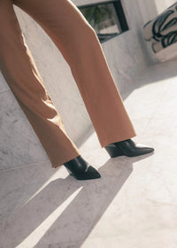 Chiela Black Leather Wedge Boot