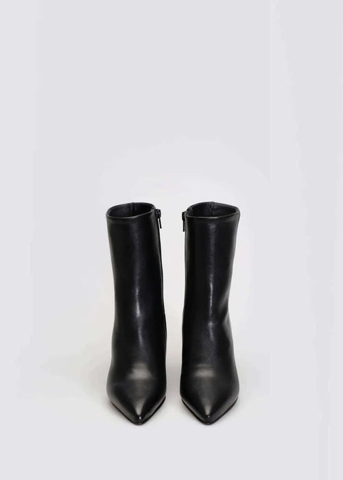 Chiela Black Leather Wedge Boot