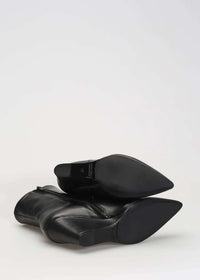 Chiela Black Leather Wedge Boot