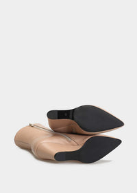 Chiela Nude Leather Wedge Boots