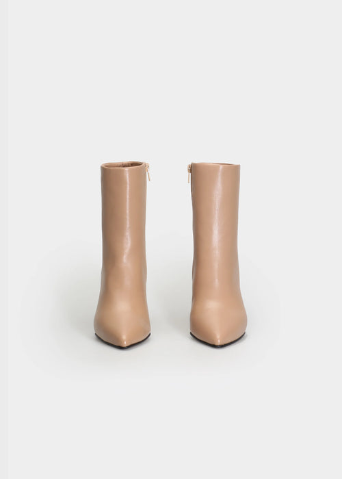 Chiela Nude Leather Wedge Boots
