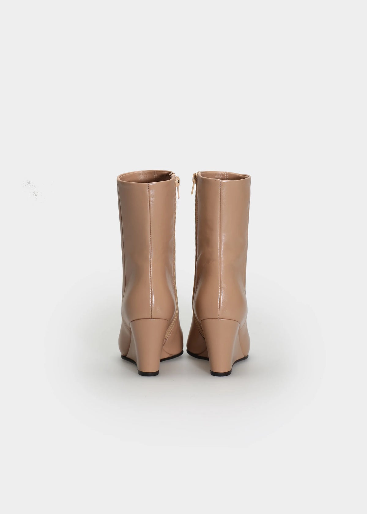 Chiela Nude Leather Wedge Boots