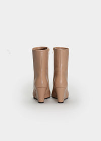 Chiela Nude Leather Wedge Boots
