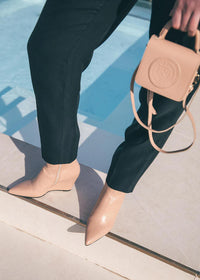 Chiela Nude Leather Wedge Boots