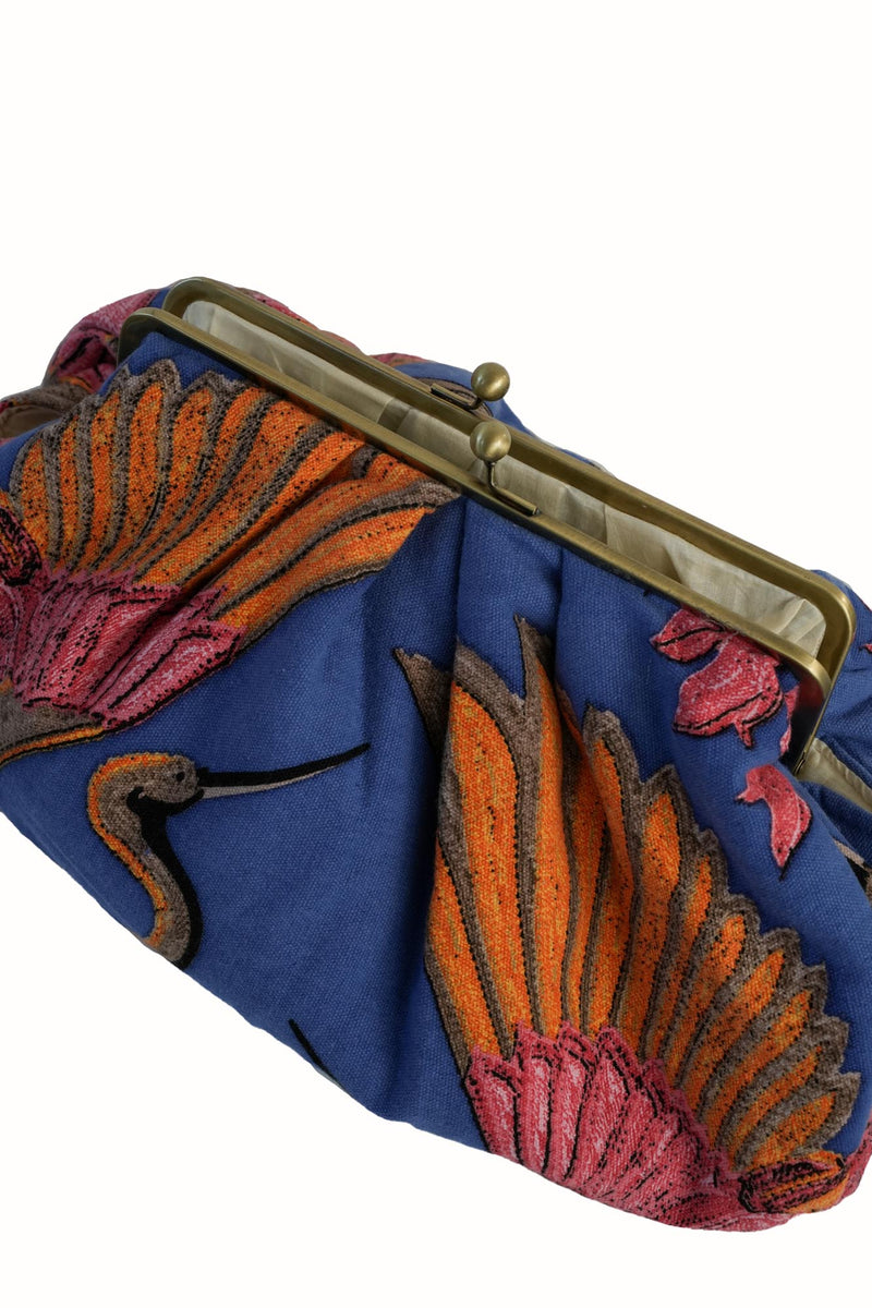 Crane Cobalt Kiss Clasp Clutch Bag