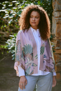 Crane Plaster Pink Kimono