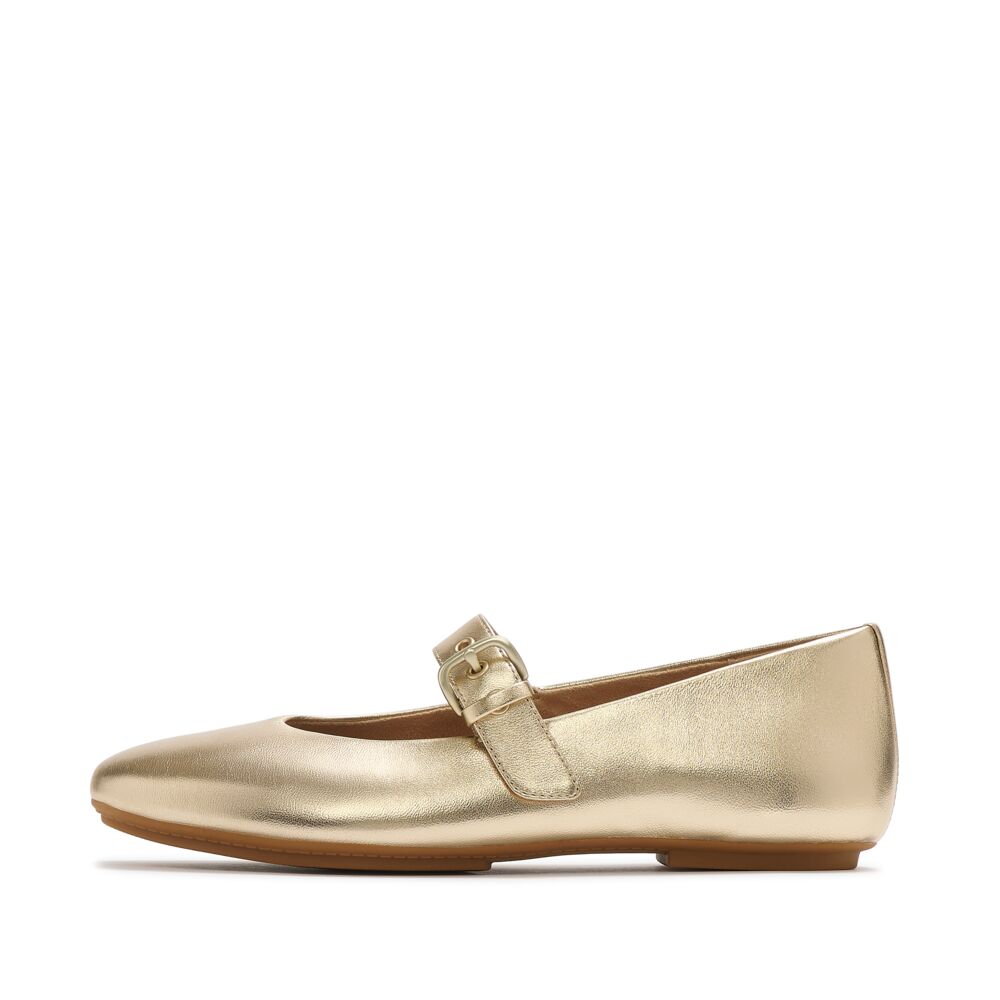 DELICATO Leather Mary Janes Gold