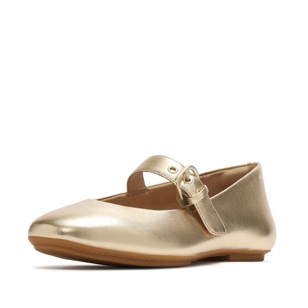 DELICATO Leather Mary Janes Gold