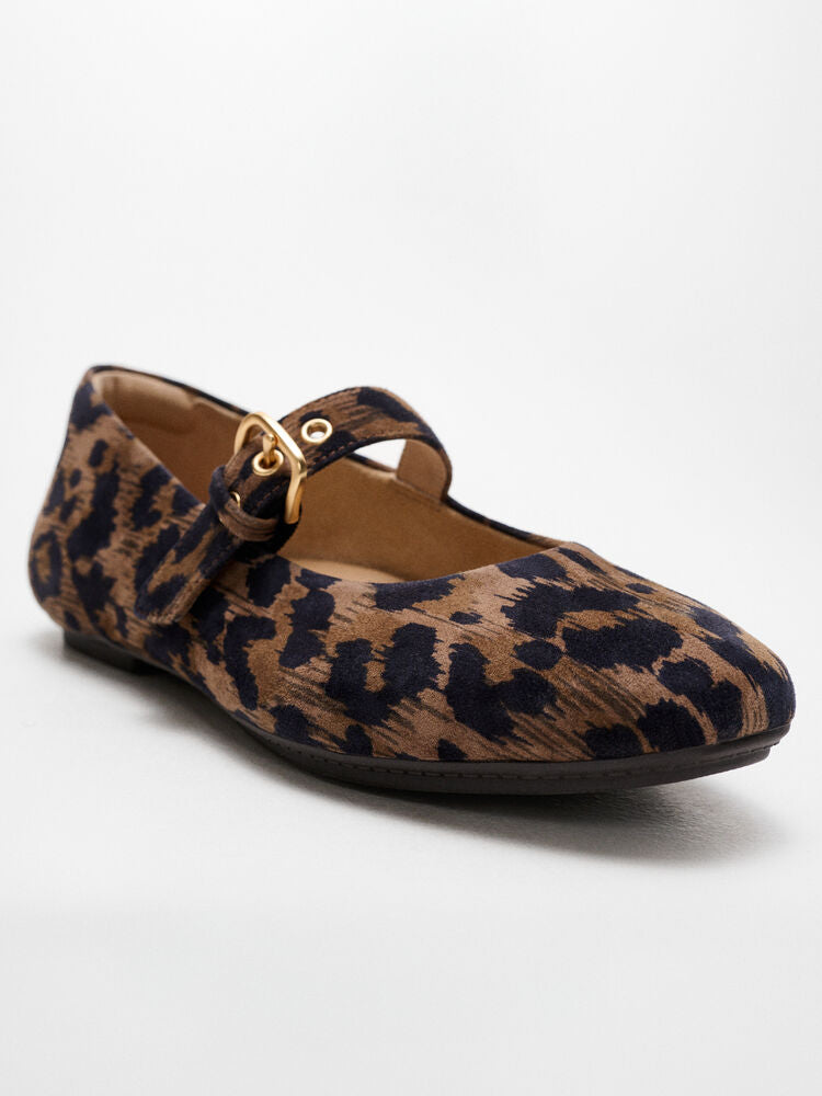 Delicato Leopard Suede Mary Janes Chocolate Mix