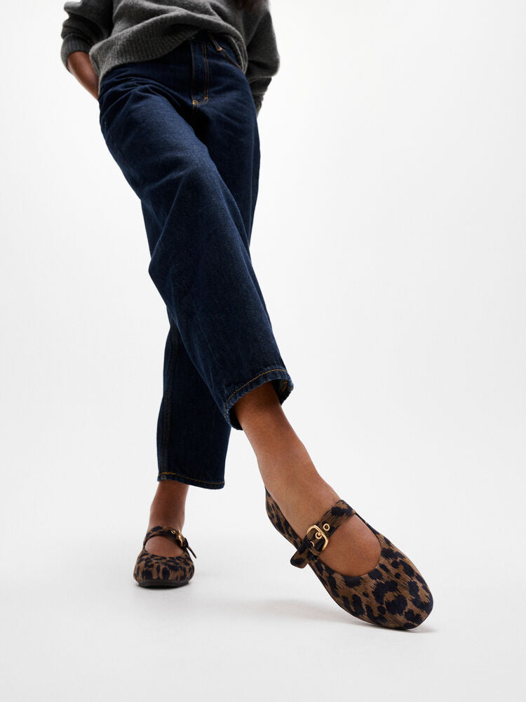 Delicato Leopard Suede Mary Janes Chocolate Mix