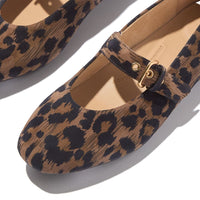 Delicato Leopard Suede Mary Janes Chocolate Mix