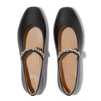DELICATO Pearls-And-Crystal Soft-Leather Mary Janes  Black