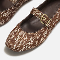 Delicato Pony Cow Mary Janes Brown & White