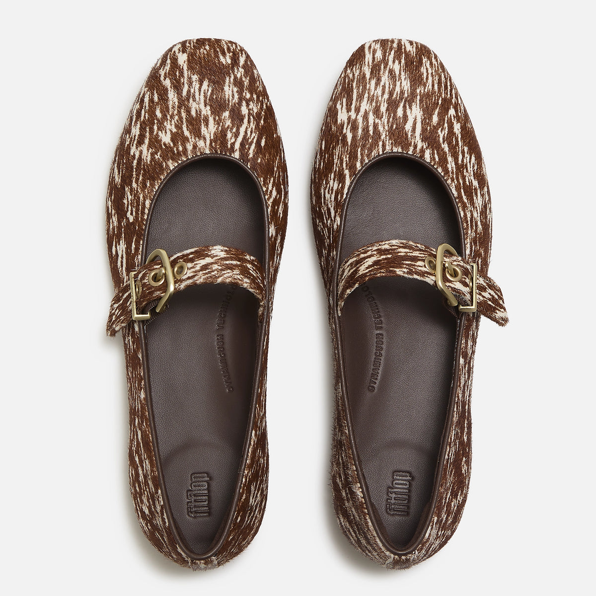 Delicato Pony Cow Mary Janes Brown & White