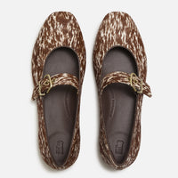 Delicato Pony Cow Mary Janes Brown & White