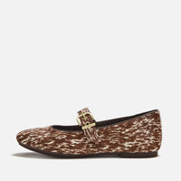 Delicato Pony Cow Mary Janes Brown & White