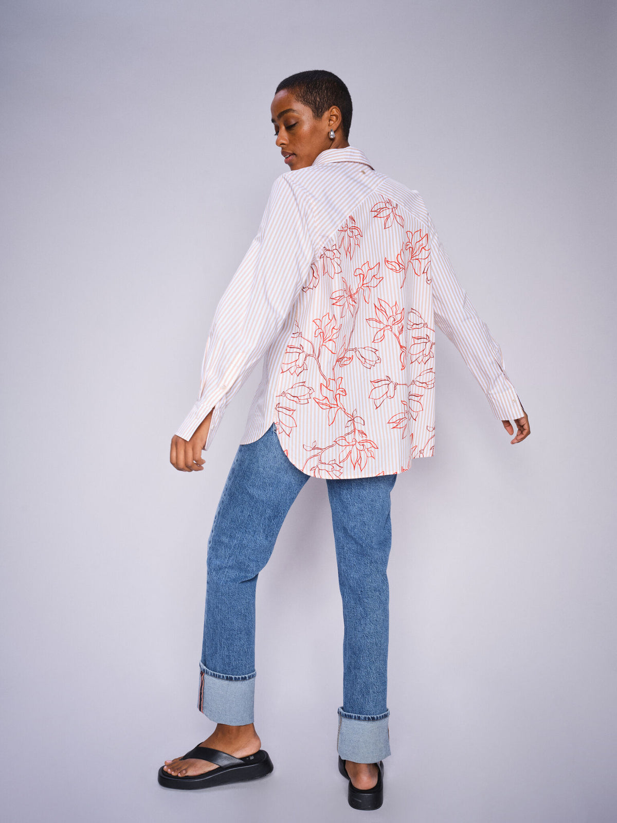 Elinda Leafy Stripe Shirt Sesame