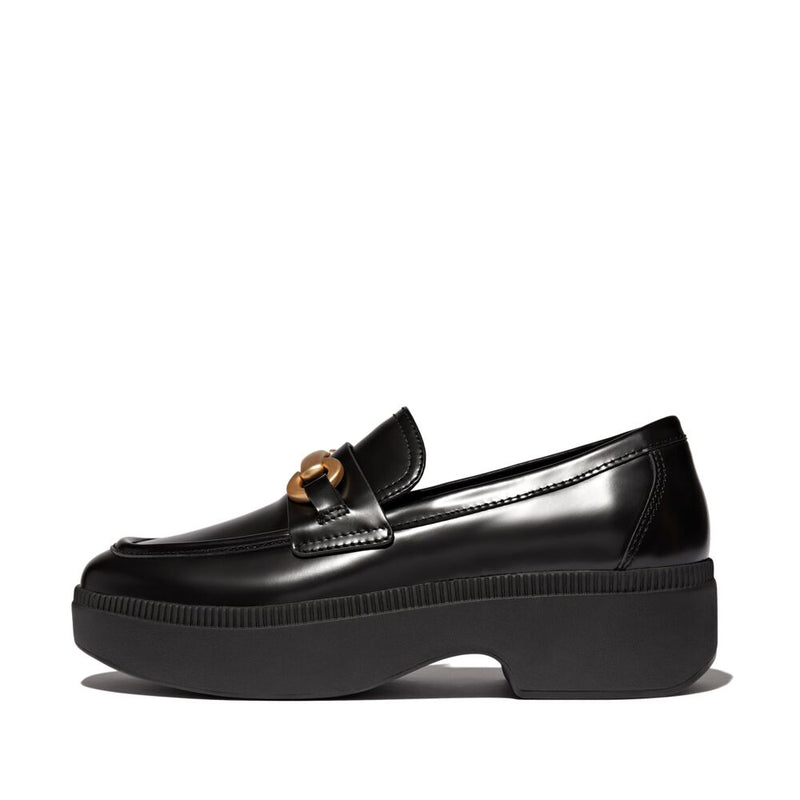 F-Luma Chunky-Snaffle Box Leather Loafer Black