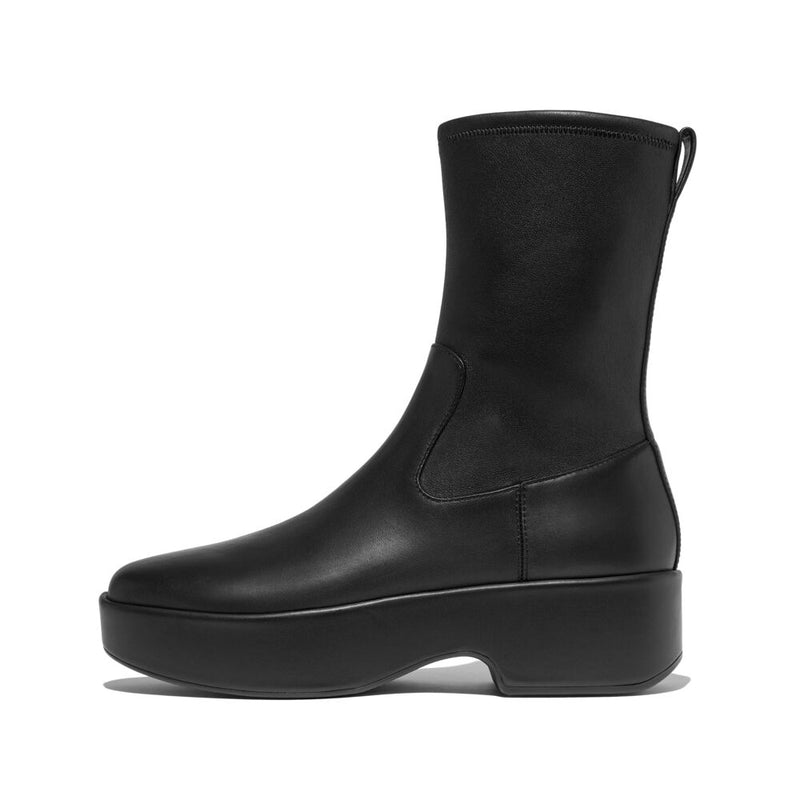 F-LUMA Stretch Leather Demi-Wedge Boot Black