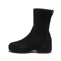 F-LUMA Stretch Suede Demi-Wedge Mid-Calf Boots Black