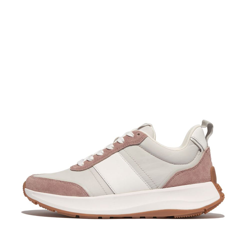 F-MODE Flow Fabric/Suede/Leather Flatform Trainers Dusky Pink