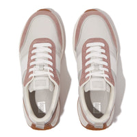 F-MODE Flow Fabric/Suede/Leather Flatform Trainers Dusky Pink