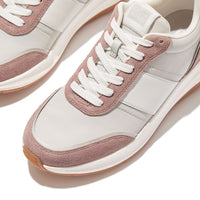 F-MODE Flow Fabric/Suede/Leather Flatform Trainers Dusky Pink