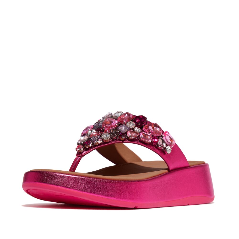 Simmi Shoes Padded Toe Thong Heeled Sandals Pink Thong Flatforms