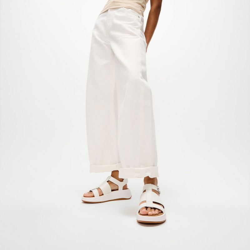 F Mode Leather Flatform Fisherman Sandals Urban White