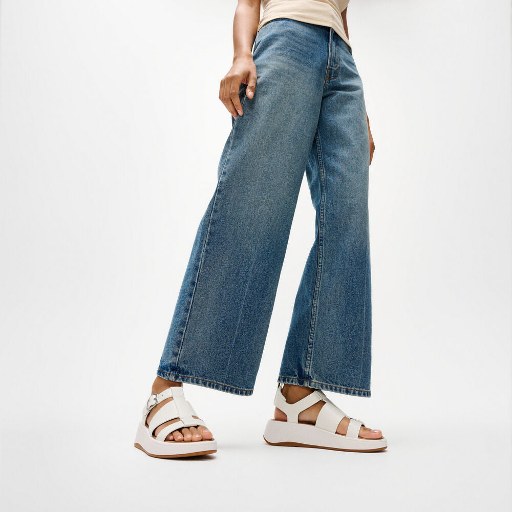 F Mode Leather Flatform Fisherman Sandals Urban White