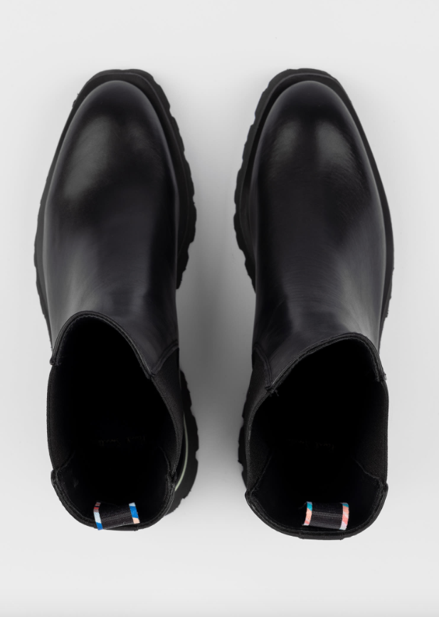 Black Leather Stripe 'Fallon' Chelsea Boots SALE