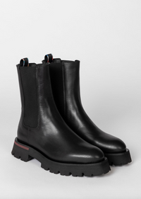 Black Leather Stripe 'Fallon' Chelsea Boots SALE